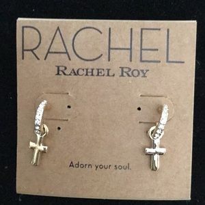 Rachel Roy, Goldtone Small Cross Earrings
